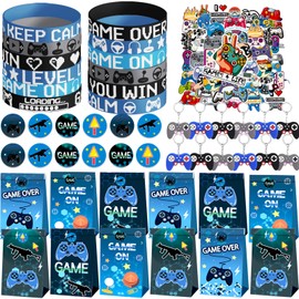 Yisound123 Game party bag filler set Miner Gaming Party Bag Fillers, Gamer Party Favours Gaming Keychain Party Bags Stickers Miner Party Supplies Goodie Bag Fillers for Kids Boys