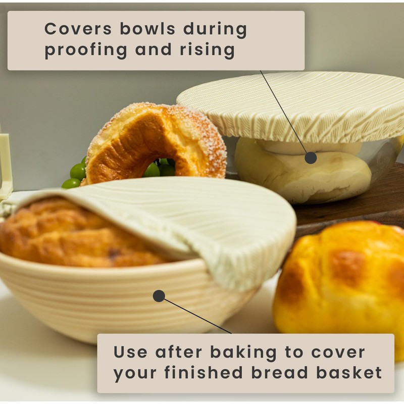 STRAODTIC Reusable Bowl Covers for Bread Proofing(2-Pack) – Double-Layer Linen