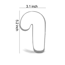 Keewah Christmas Candy Cane Cookie Cutter, 5.2”, Stainless Steel