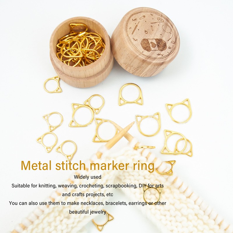 30pcs Stitch Marker Rings Cute Cat Head Shape Crochet Stitch