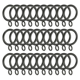 PATIKIL 1 Inch Inner Dia Curtain Rod Rings with Eyelets, 30 Pcs Metal Drapery Ring for Curtain Rods Hoop Pins, Black