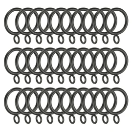 PATIKIL 1 Inch Inner Dia Curtain Rod Rings with Eyelets, 30 Pcs Metal Drapery Ring for Curtain Rods Hoop Pins, Black
