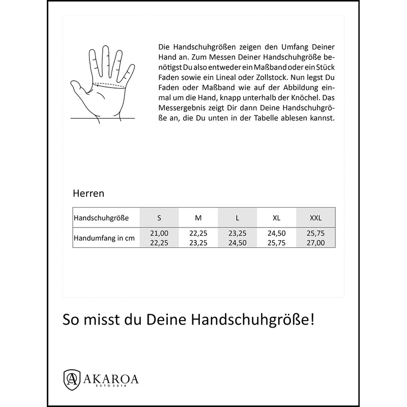 AKAROA ESTD 2019 DAN Men's Leather Gloves, Touchscreen Function, Italian