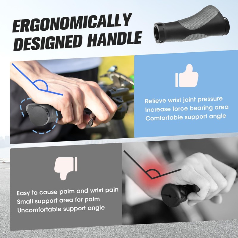 GlasFlength Ergonomic Bicycle Grips MTB Bicycle Handlebar Grips Mountain Bike
