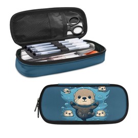 HELLHERO Sea Otter Pencil Case Big Capacity Pencil Bag Zipper Pen Bag Portable Stationery Organzier Storage Pouch Aesthetic Office School Supplies for Kids Teen Girls Boys Women