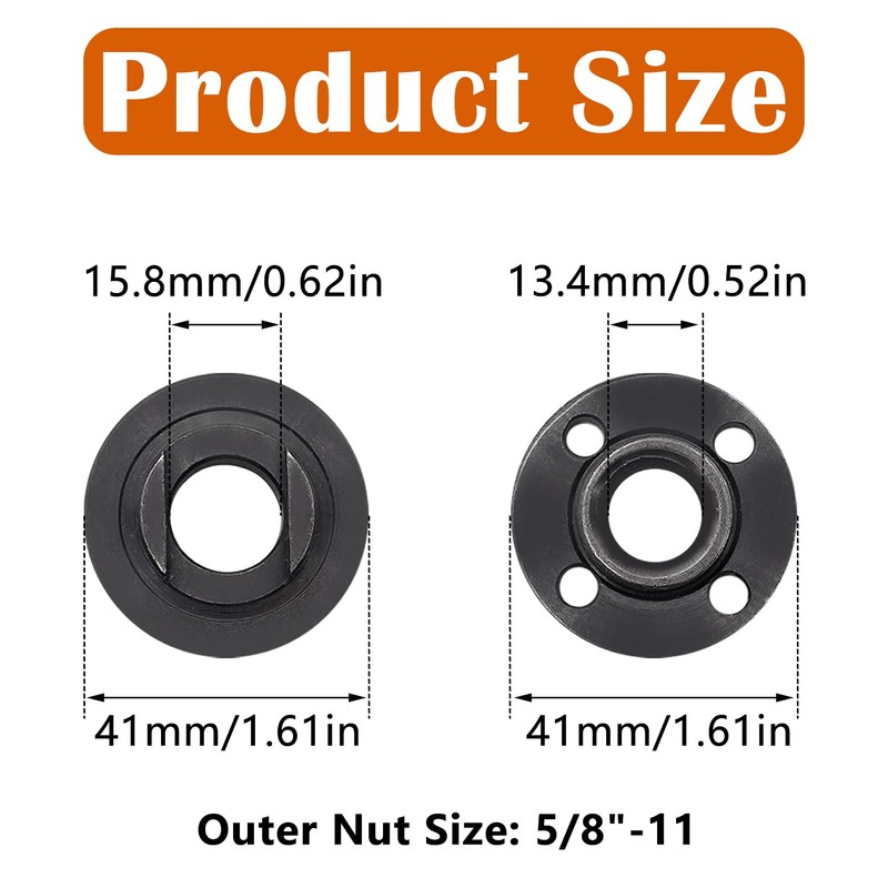 Aienxn 4PCS (2 Sets) 5/8-11 Grinder Nuts Grinder Flange Replacement