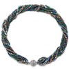 COOLSTEELANDBEYOND Colorful Statement Necklace Multi-Layer Beads Crystal Braided Chain Choker