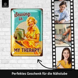 LANOLU Retro Tin Sign Sewing, Gift for Sewing Enthusiasts, Seamstresses, Funny Sayings & Shabby Chic Decoration, Sewing Accessories Gift, Sign Sewing 20 x 30 cm