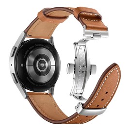 FAGWIG Genuine Leather Watch Band for Women Men Quick Release Spring Bars Bands 20mm 22mm Top Cowhide Calfskin Wristband Replacement Watchband Strap Butterfly Buckle