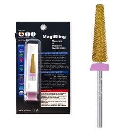 MagiBling 24mm Super Long 5 in 1 Tapered Barrel Nail Drill Bits, 3/32'' Safety Tungsten Carbide Bits, Two-Way Rotation, Suitable for Manicure Pedicure Cuticle Gel Polishing, Grit: Extra Fine