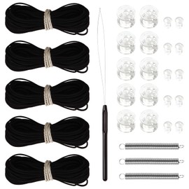 GGTE RV Pleated Shade Repair Kit with Wire Restring Tool, Camper Window Shades Blind String Repair Restringing Kit for Travel Trailer Day Night Pleated Shade-Black