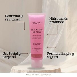 Nuestra Tierra Cosmética Gel Conductor Bio-Activo con Colágeno y Ácido Hialurónico Vegano, Hipoalergénico, 1 kg