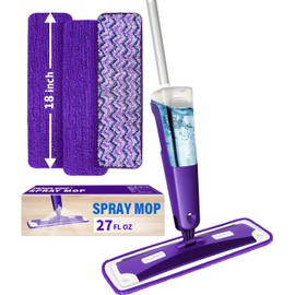 Mops for Floor Cleaning, Wet and Dry Spray Mop with Refillable Spray Bottle and 3 Washable Microfiber Pads Home or Commercial Use Flat Mop for Hardwood Laminate Wood Ceramic, Purple