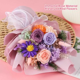 Jtoder Forever Flowers for Delivery Prime, Preserved Long Lasting Purple Rose Flower Bouquet for Mom Wife Girlfriend on Mothers Day Valentines Day Christmas Anniversary Birthday Gifts for Her