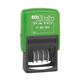 Colop S260/L2 Green Line Text Dater PAID Self-Inking Imprint 45x24mm Blue/Red Ref 15560250