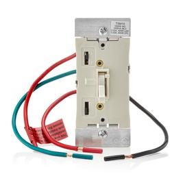 Leviton Toggle Slide Dimmer Switch for Magnetic Low Voltage, LED, Halogen and Incandescent Bulbs, TSM10-1LT, Light Almond