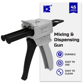 Cosmostar Mixing and Dispensing Gun, Impression Mixing Dispensing AB Gun Ratio 1:1/1:2 for 50ml, compatible with 3M adhesive 04747 cartridges, CosmoMix Mixing Epoxy Cartridge Dispenser Gun - 2 Pcs
