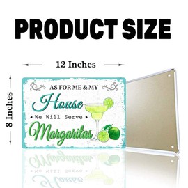 Tarika As for Me and My House We Will Serve Margaritas 20X30 cm Tin Vintage Look Decoration Crafts Sign for Home Kitchen Bathroom Farm Garden Garage Inspirational Quotes Wall Decor,8x12inch
