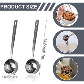 Teegxddy Stainless Steel Dosing Spoon, 15 ml, Pack of 4 Coffee Spoons, Portioner, Coffee Measuring Spoon 15 ml, Coffee Spoon with Long Handle, Suitable for Measuring Coffee Powders, Spices, Powders or