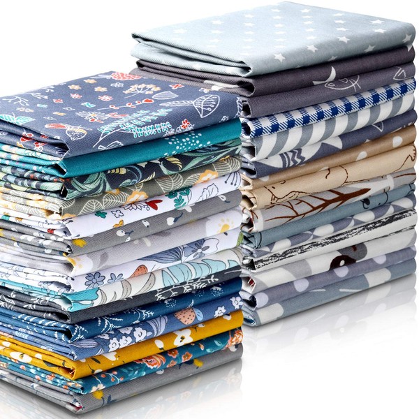 30 Pieces 10 x 10 Inches Cotton Fabric Printed Bundle Squares Floral Fabric Patchwork Sewing Quilting Bundles Assorted Pattern Cotton Fabric for DIY Scrapbook Craft Making Supplies
