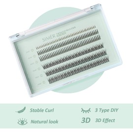 SIMER Individual Lashes 240 Clusters Lashes 3 Types Natural Eyelash Extension Kit DIY 0.07mm Thickness 6-11mm Fishtail Lash ＆ A Type ＆Bottom Lashes for Make Up Salon