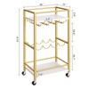 MAHANCRIS Bar Cart for Home, Mini Rolling Wine Cart, 3