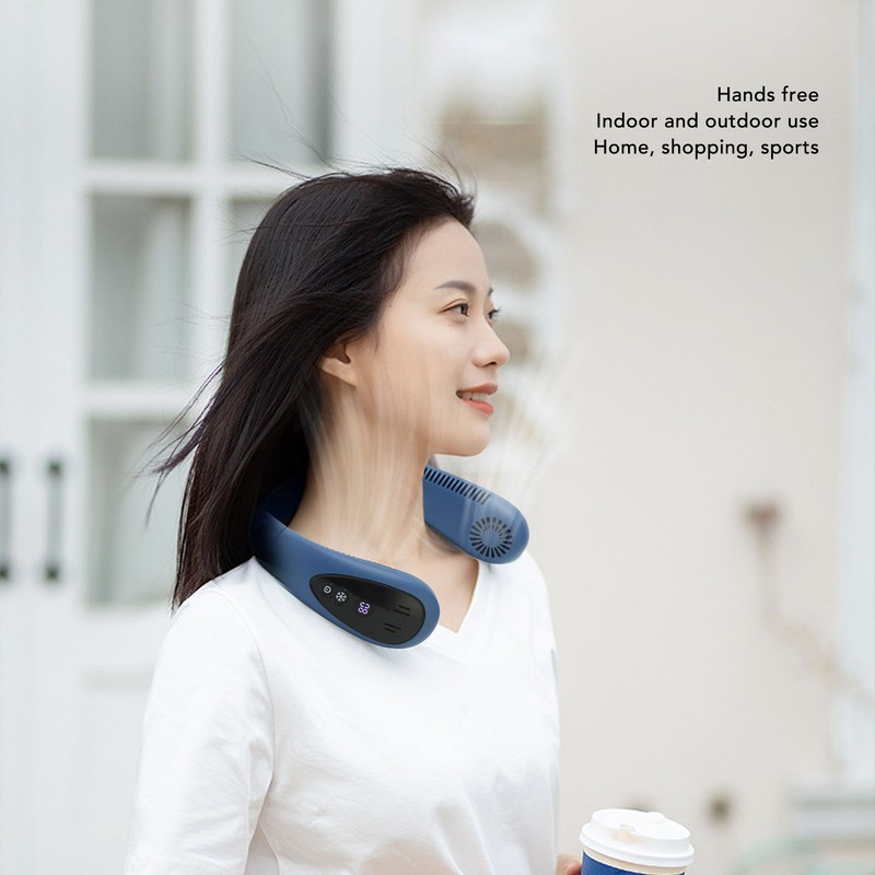 Bladeless Neck Fan USB Charging LED Digital Display 3 Speeds