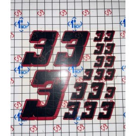 Unbranded Matte Black-w/  Red Shadow #3’s Racing Numbers Vinyl Rc Box L3