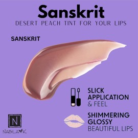 Nabila K Lip Gloss - Moisturizing Lip Color Derived from Natural Pigments for Shimmery Sheen - Cruelty-Free, No Sulfates, Parabens, Phthalates - 0.25 oz - Creamy - Sanskrit