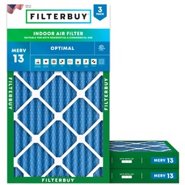 Filterbuy 20x36x2 Air Filter MERV 13 Optimal Defense (3-Pack), Pleated HVAC AC Furnace Air Filters Replacement (Actual Size: 19.50 x 35.50 x 1.75 Inches)