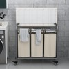 LINZINAR 3 Bag Laundry Basket Sorter Heavy Duty Rolling Lockable