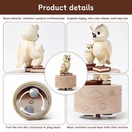 DANVON Owl Music Box Figurine, Sculpted Hand-Painted Musical Figure Gifts, for Birthday Mothers Day Anniversary, Play You are My Sunshine