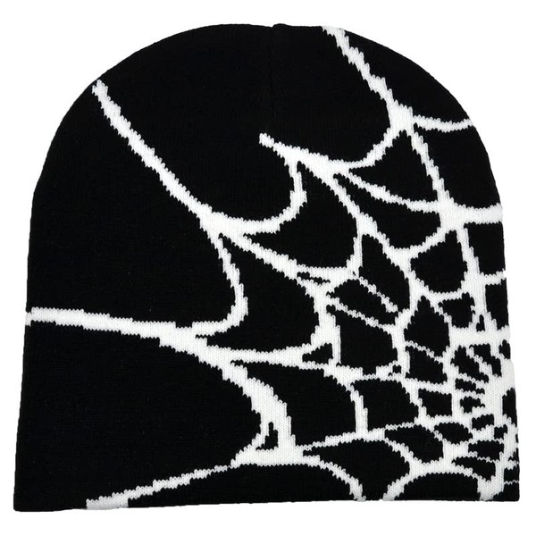 BAIMORE Y2K Gothic Spider Pattern Knitted Hat Winter Warm Acrylic