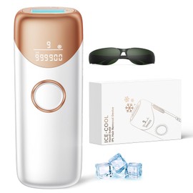 Depilación láser IPL con enfriamiento a 5 °C, depilación láser indolora en casa para mujeres y hombres, para cuerpo, piernas y axilas (dorado)