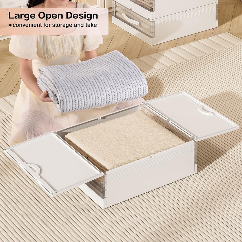 GUDEMAY Bed Sheet Organizers and Storage Plastic, 4 pcs Foldable