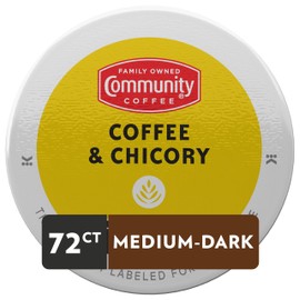 Community Coffee & Chicory 72 Count Coffee Pods, Dark Roast, Compatible with Keurig 2.0 K-Cup Brewers, 12 Count (Pack of 6)