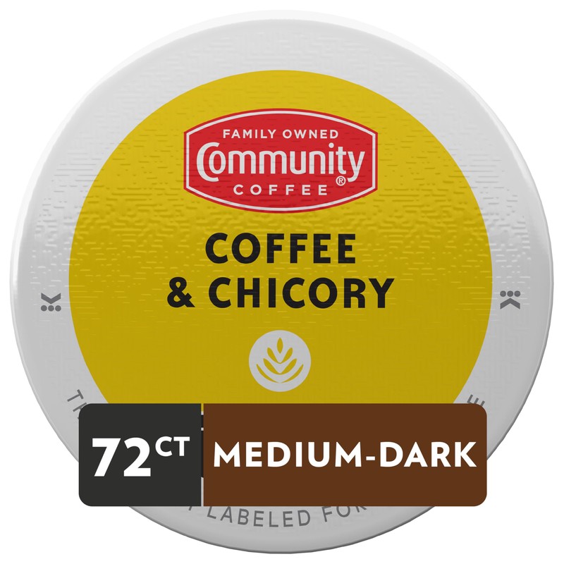 Community Coffee & Chicory 72 Count Coffee Pods, Dark Roast,