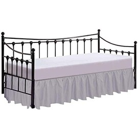 Daybed Skirt with Split Corners Twin Size Dust Ruffle Bedskirt-Bed Skirt for Day beds- Split Corners, Ruffle Gather- Genuine Poly Cotton/Microfiber-12 Inch Bed Skirt Twin Size Light Grey Bed Skirts