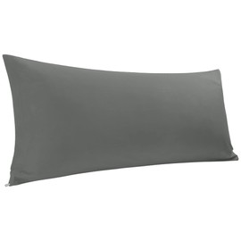 PiccoCasa Body Pillow Cover Egyptian Cotton Bolster Pillow Cases - 300 Thread Count Super Soft and Breathable Long Body Pillowcase with Zipper Closure Dark Grey 20"x54"/ 4.6ft