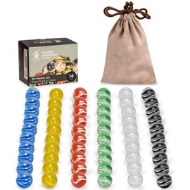 Yellow Mountain Imports Pack of 60 Translucent Chinese Lady Glass Marbles with Petal Design - 14 mm