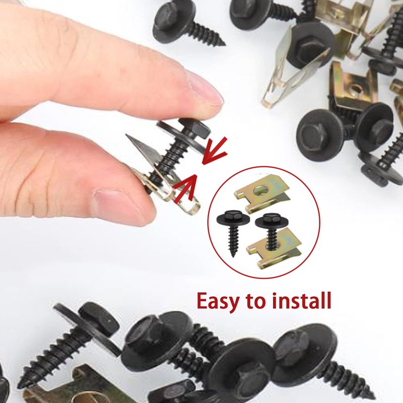 NIYATA 60 Pcs Car U Shape Screw Cage Nuts Clips