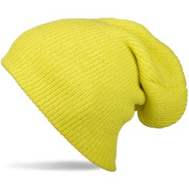 styleBREAKER beanie, slouch, long knitted hat, double knitted 04024004, color:yellow