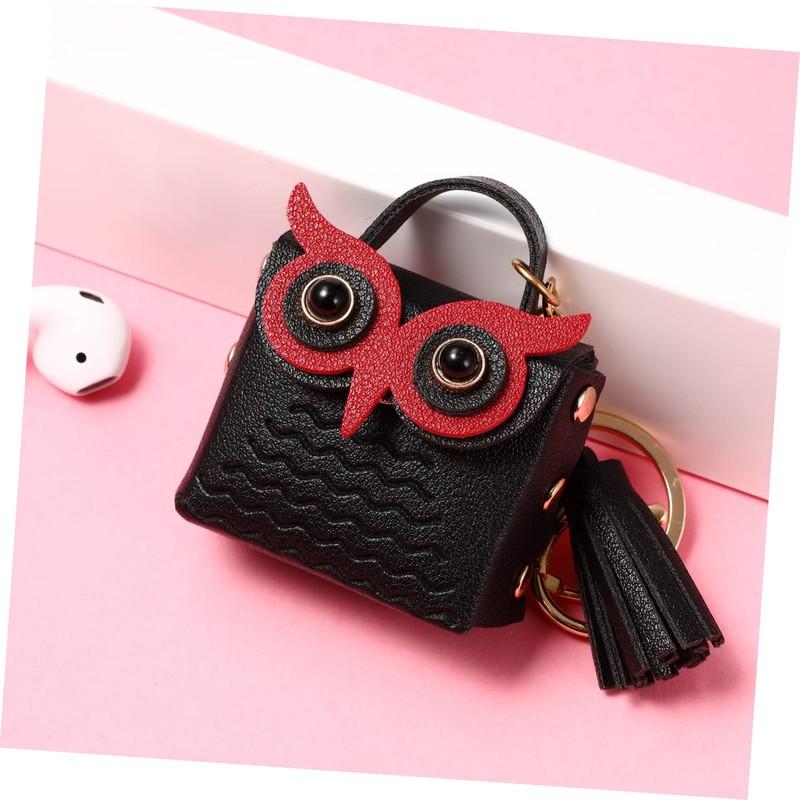 TEHAUX Owl Earbud Bag with Keychain Cute Cartoon Earphone Organizer