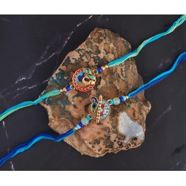 Eximious India Set of 2 Rakhi for Brother Bhaiya - Traditional Thread Wrist Band Bro Rakhi for Raksha Bandhan AUS062025