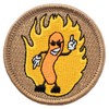 Flaming Cheeto Patch - 2" Diameter Round Embroidered Patch (Iron-on)
