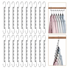 Space Saving Hangers for Clothes 20 Pack, Sturdy Metal Hangers Wardrobe Organizer, Magic Cascading Hanger, Closet Space Saver Closet Organizers and Storage