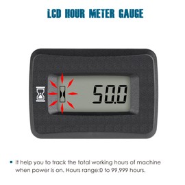 Runleader Digital LCD Operating Hour Counter, AC/DC 5 V to 277 V, Maintenance Total Operating Hours, Data Storage, Waterproof Design for Lawn Mower Generator Motorcycle Golf Cart