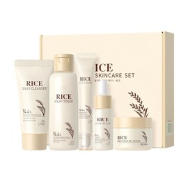 Set hidratante de cuidado de la piel de arroz coreano – Radiance Skincare rutina de 5 pasos con limpiador de arroz, tónico, suero, crema facial, crema para ojos, ácido hialurónico y ceramidas para una