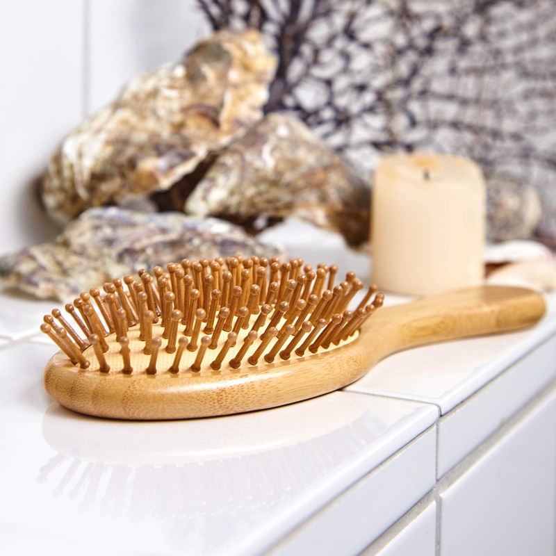 bambuswald© Sustainable hair brush, 100% bamboo, anti-static natural bristles, brush