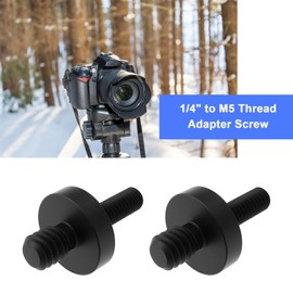 SING F LTD 4Pcs 1/4" to M5 Thread Adapter Screw Ø15 x L 26mm Suitable for Photography Tripod Equipment Camera Accessories, Black